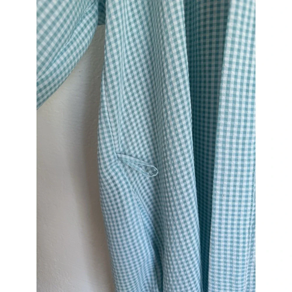 Vintage Nordstrom Intimates Size XS Slip Nightgown And Robe Set Blue Gingham